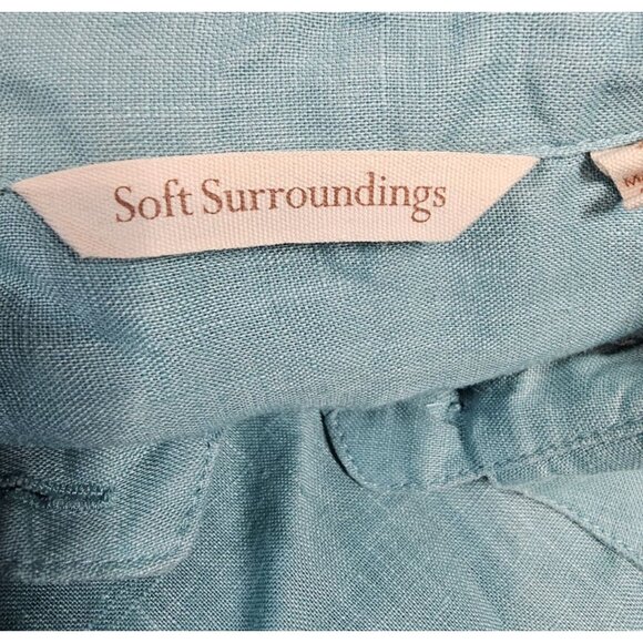 Soft Surroundings Womens S Island Breeze Lagenlook‎ Turquoise Linen Top - Picture 10 of 12